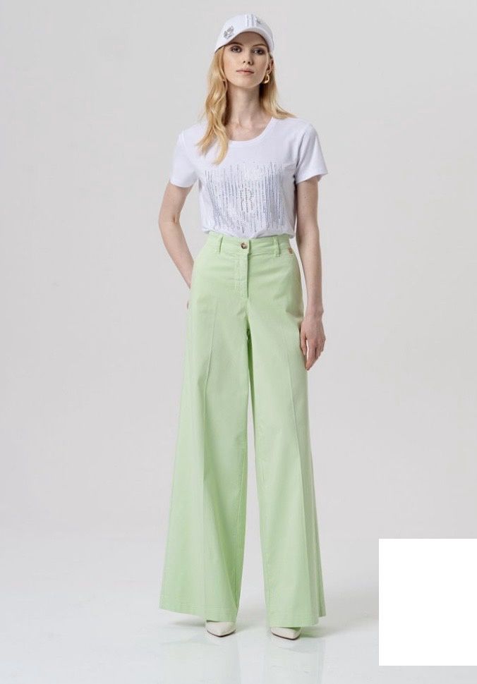 Wide leg chino trousers pastel green