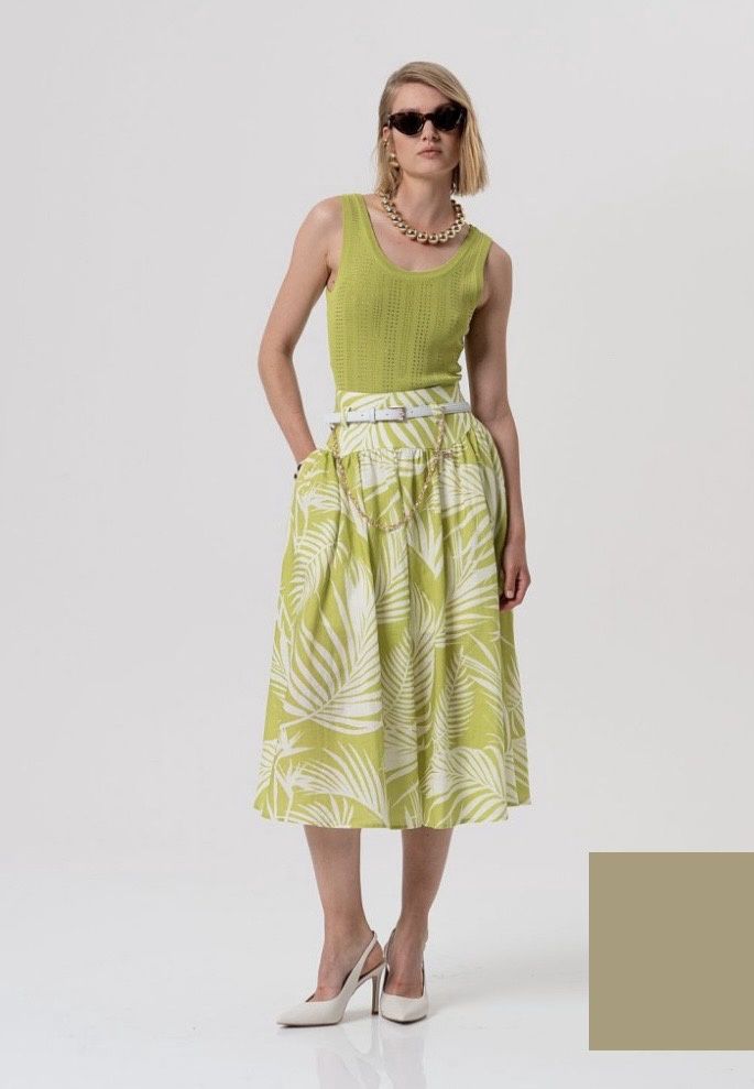 Embellished tank top olive green