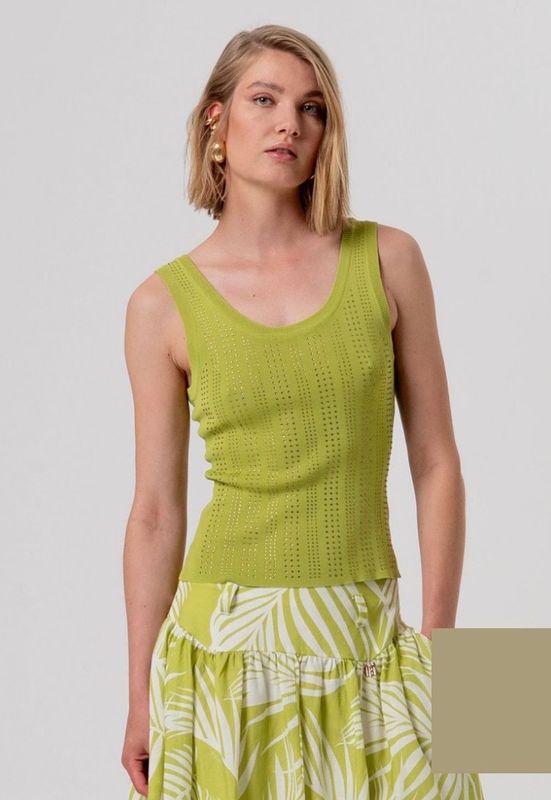 Embellished tank top olive green