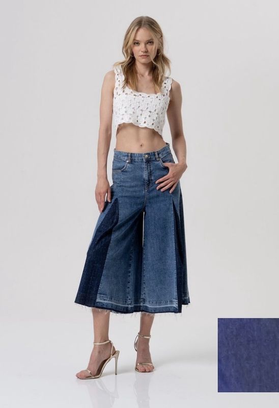 Denim flare culottes blue