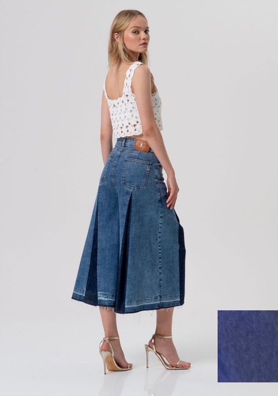 Denim flare culottes blue