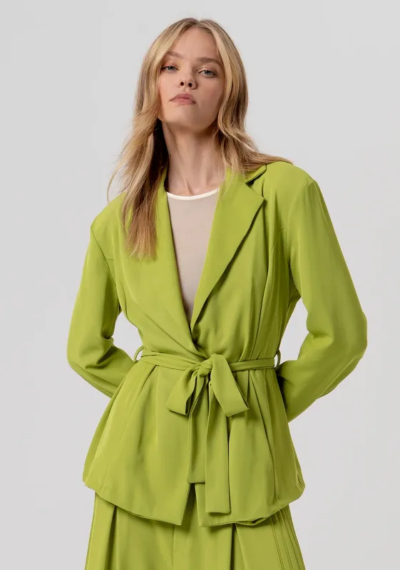 Long length jacket with belt cream
