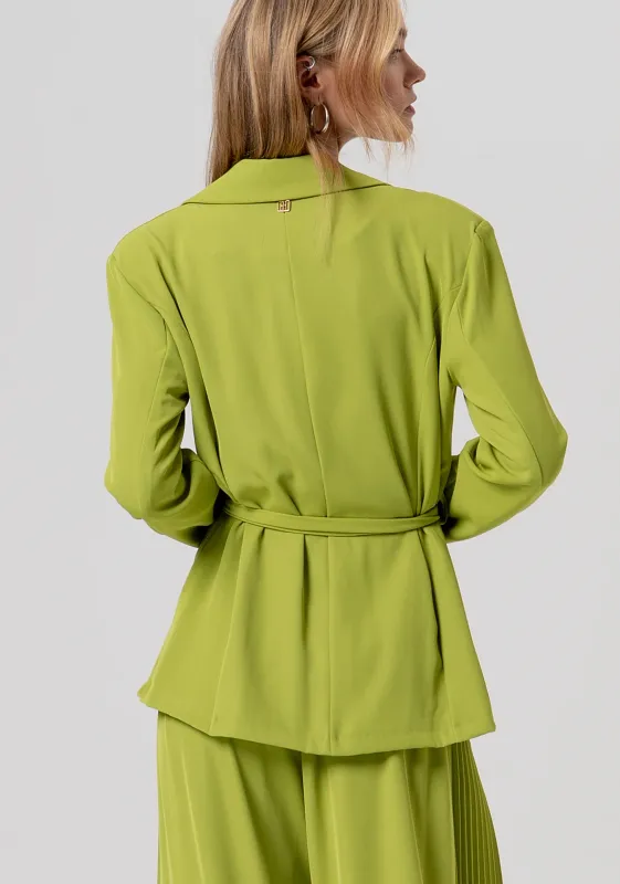 Long length jacket with belt cream