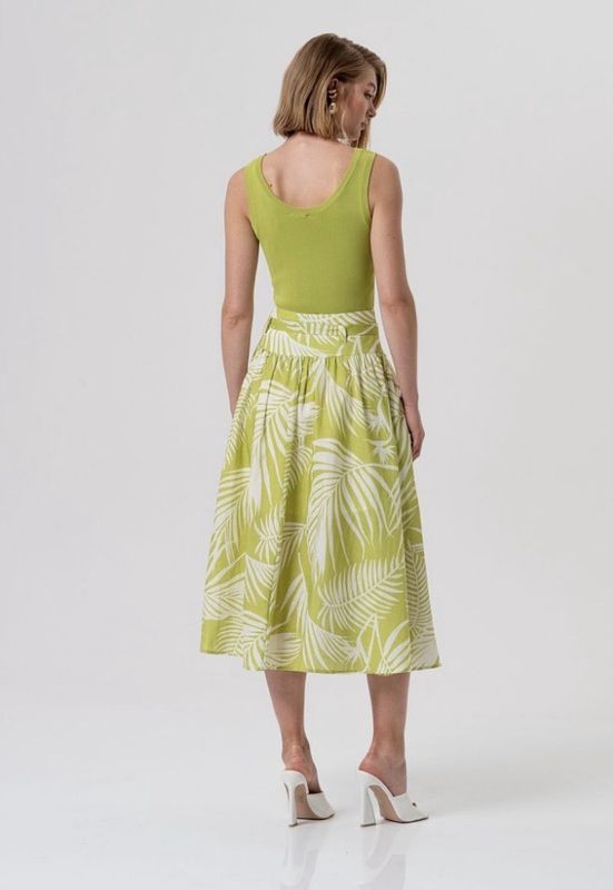 Printed midi skirt olive green