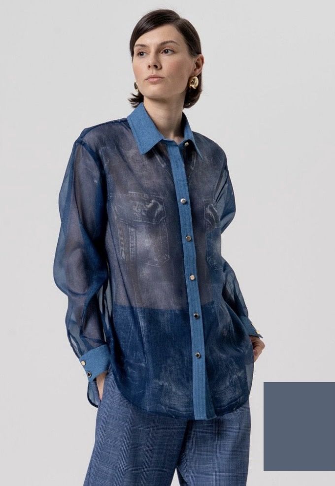 Chiffon shirt denim blue