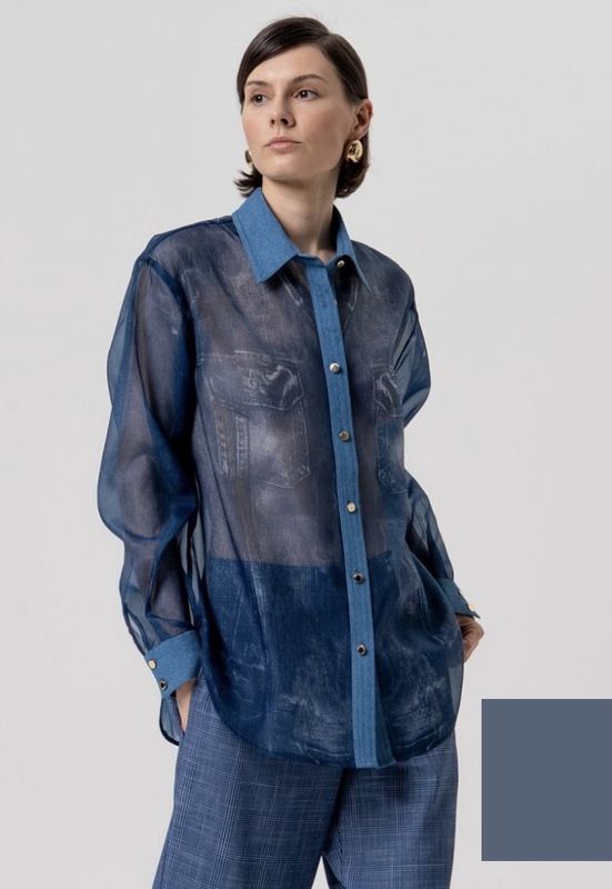 Chiffon shirt denim blue