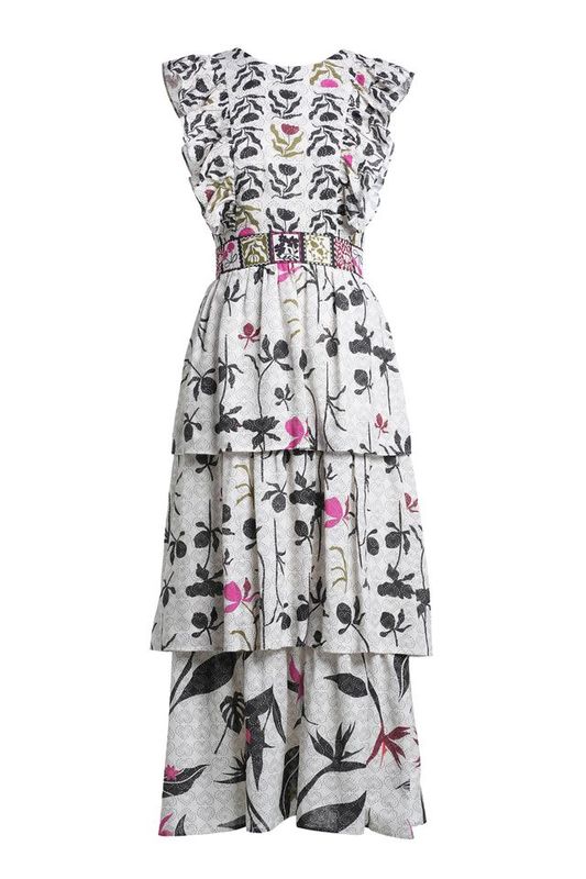 Harper print maxi dress cream mix