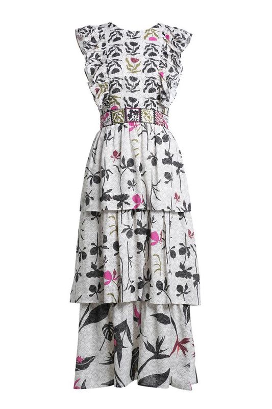 Harper print maxi dress cream mix