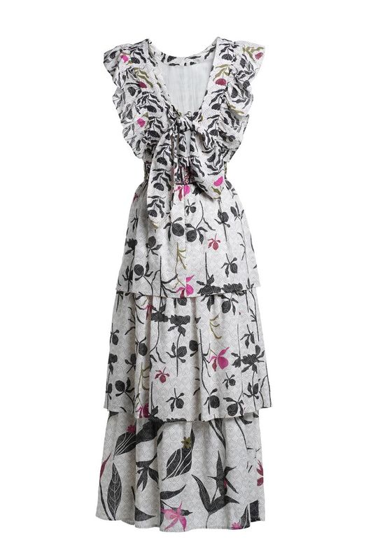 Harper print maxi dress cream mix