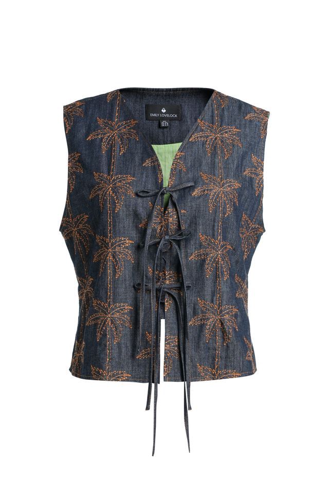 Heath embroidered denim waistcoat