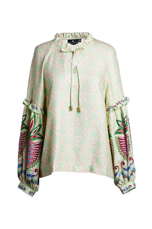 Emma print blouse pastel green mix
