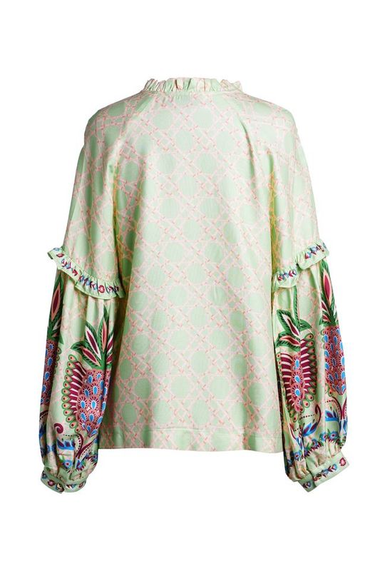 Emma print blouse pastel green mix