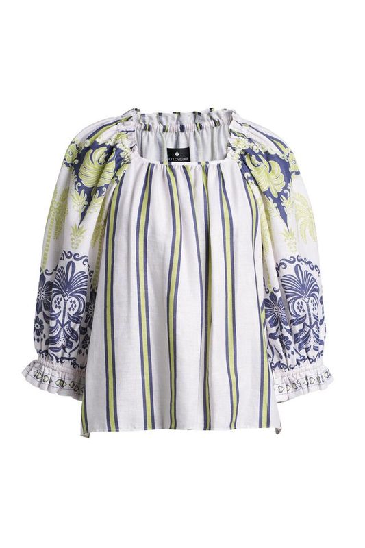 Rhea print blouse cream mix