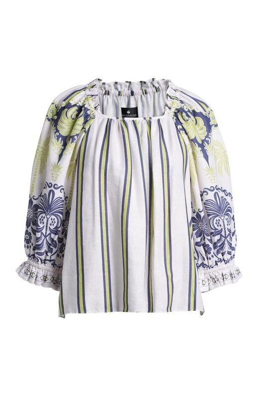 Rhea print blouse cream mix