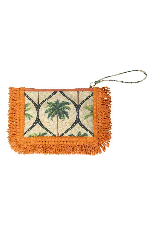Canvas print pochette bag orange