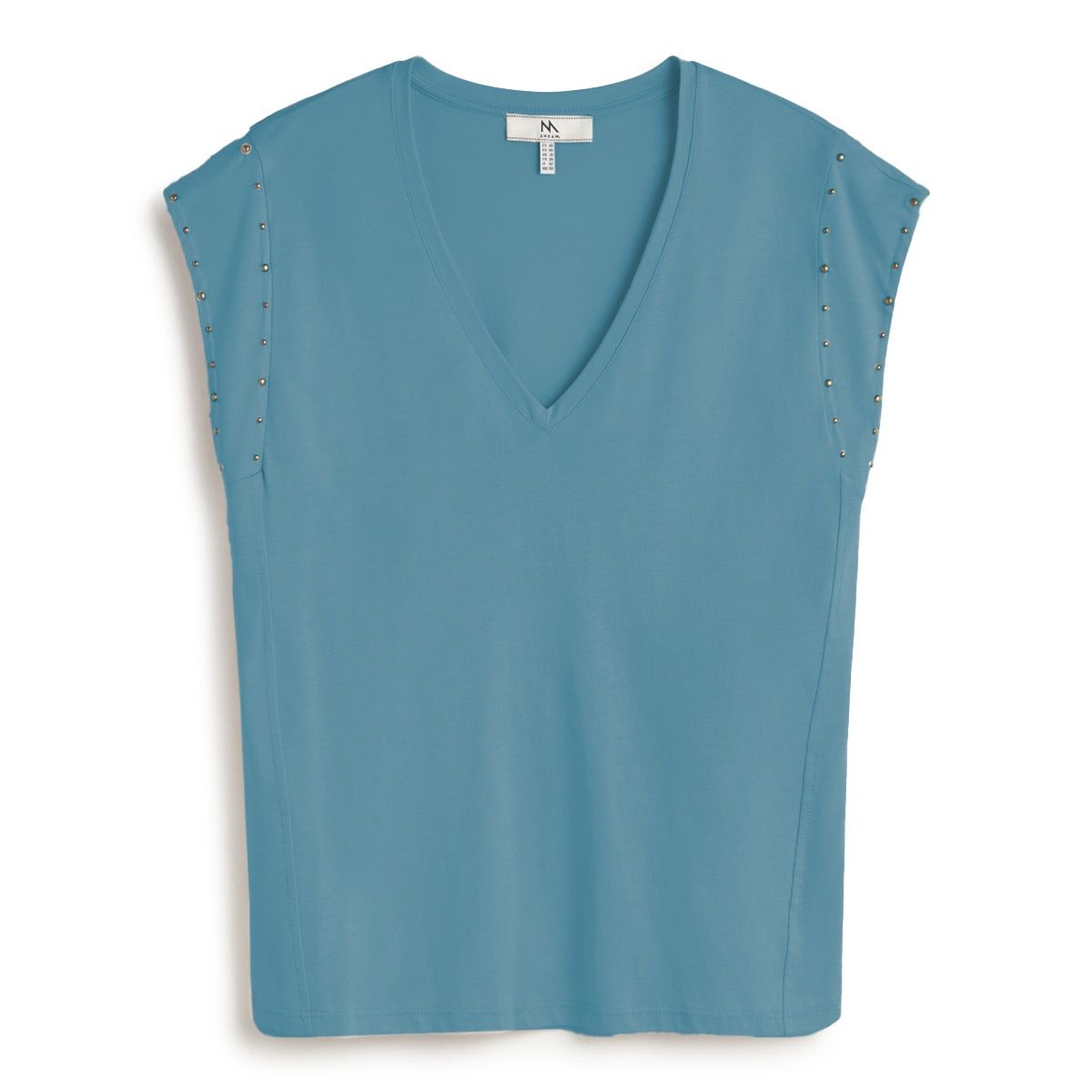Blue v-neck sleeveless t-shirt