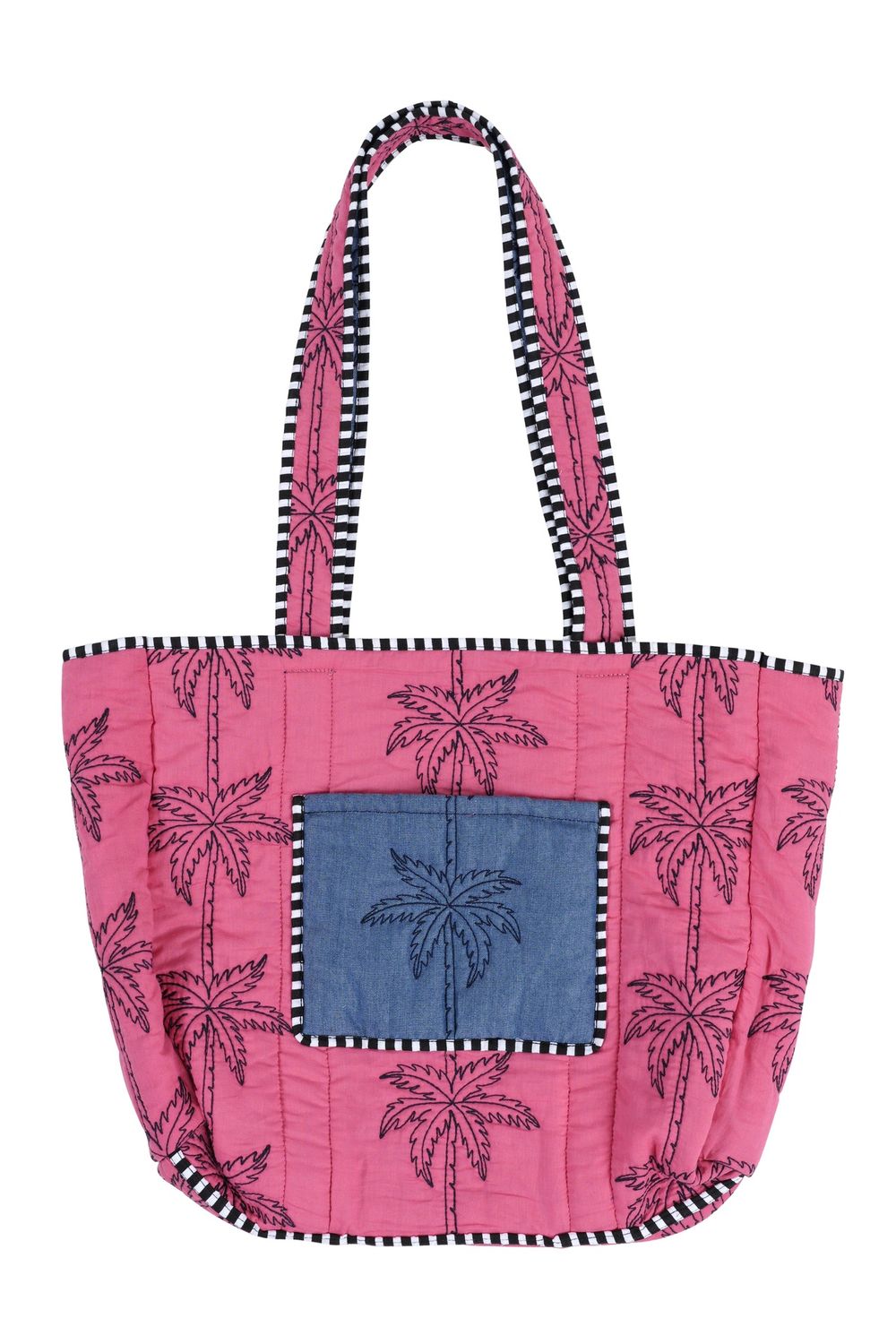 Quilted reversible shoulder bag blue pink