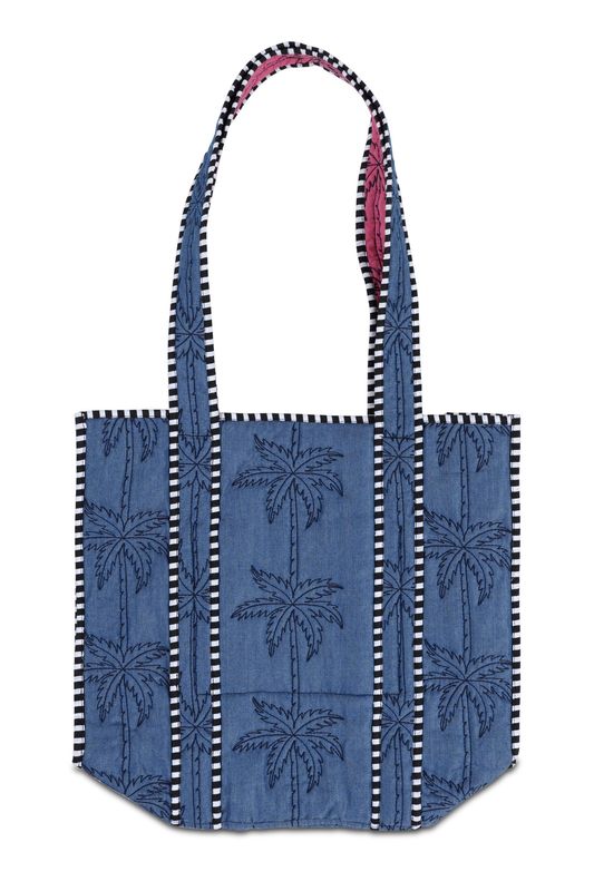 Quilted reversible shoulder bag blue pink