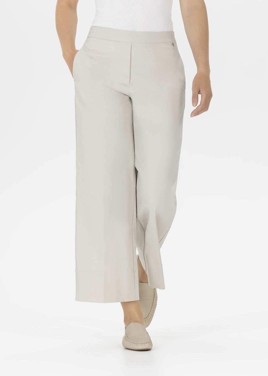 Wide leg pull on culotte beige