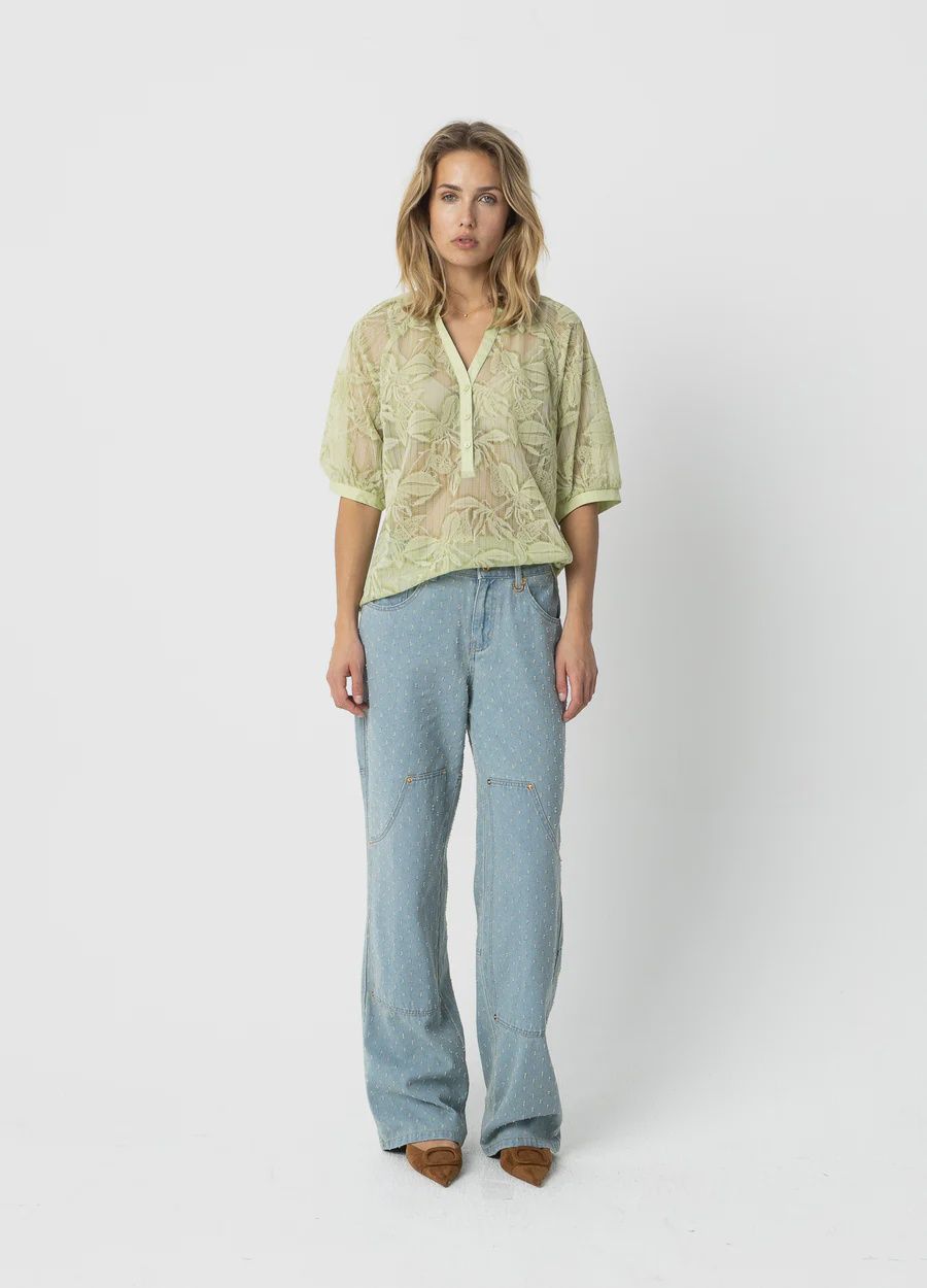 Short sleeve blouse lime green