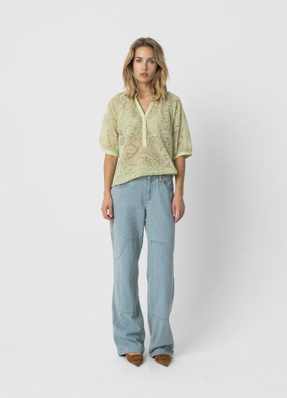 Short sleeve blouse lime green