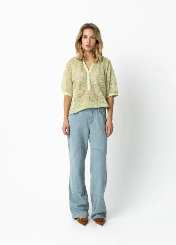 Short sleeve blouse lime green