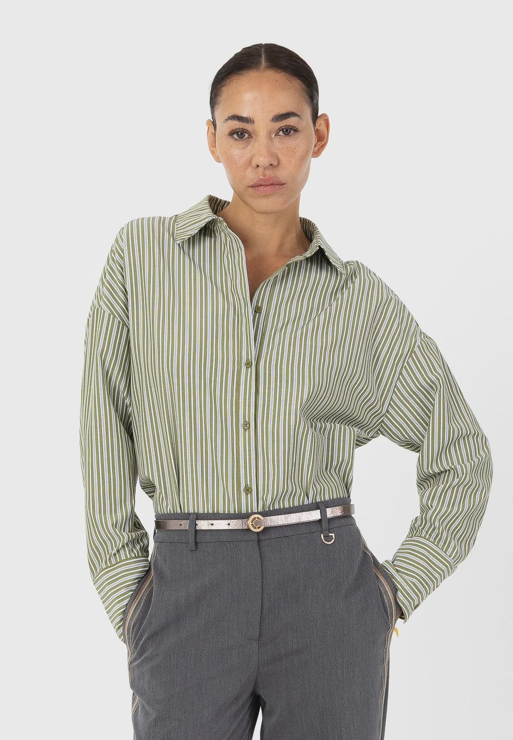 Stripe shirt lime green