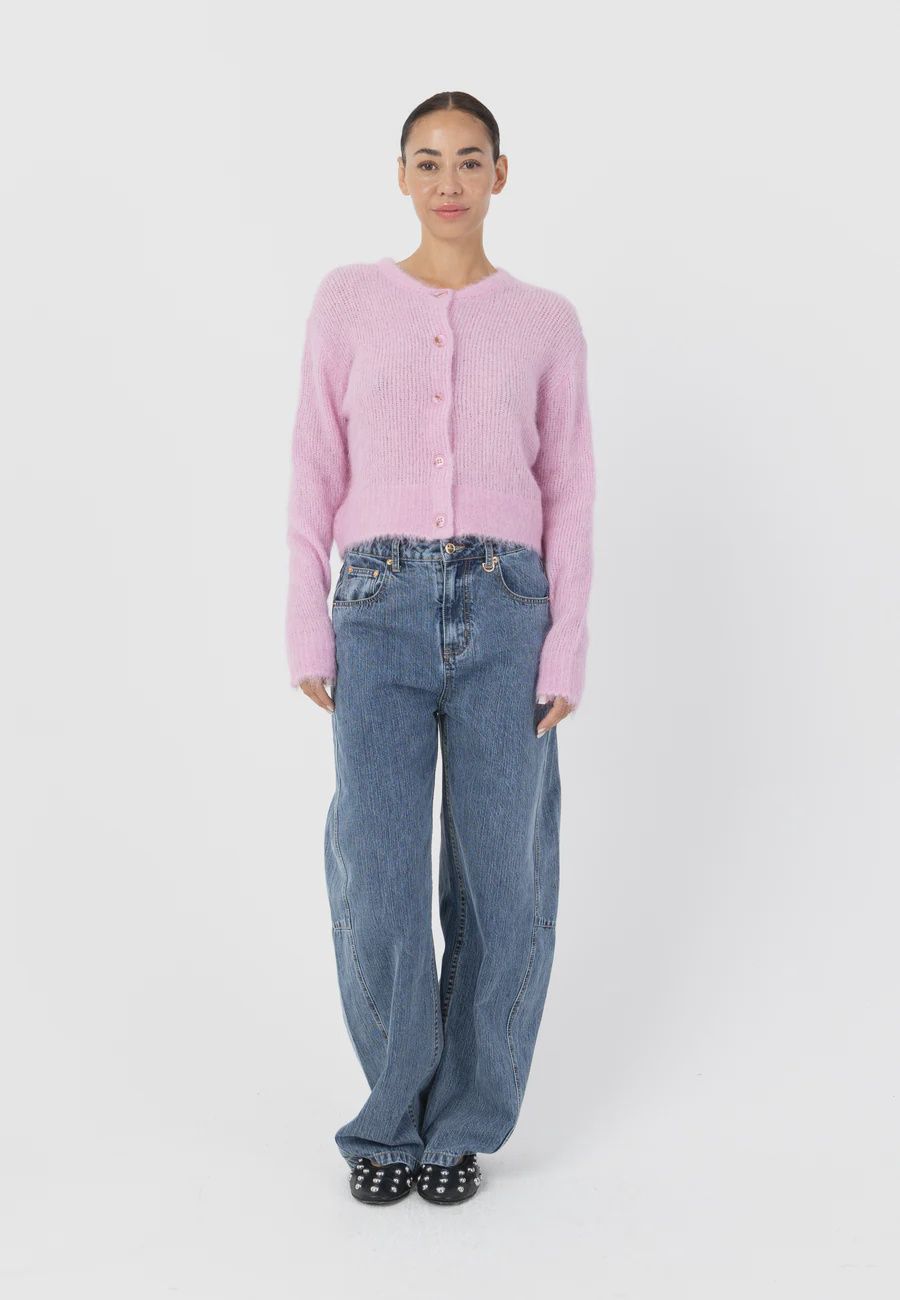 Knitted alpaca cardigan pink