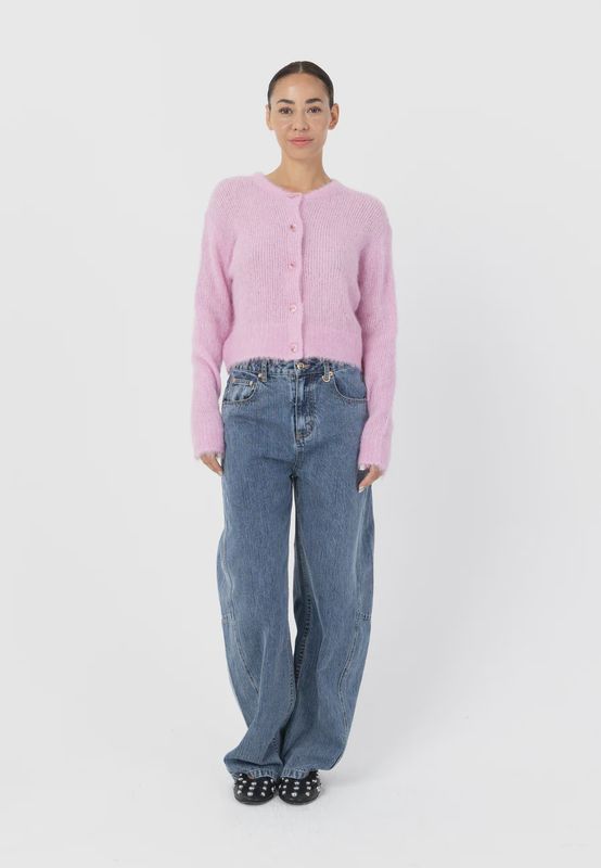 Knitted alpaca cardigan pink