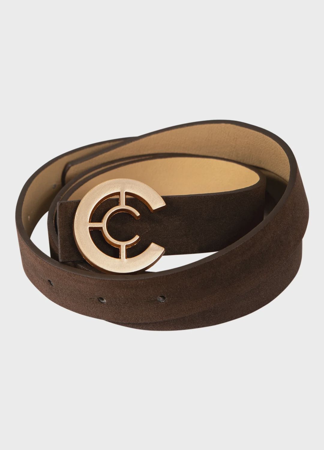 Wide logo belt brown