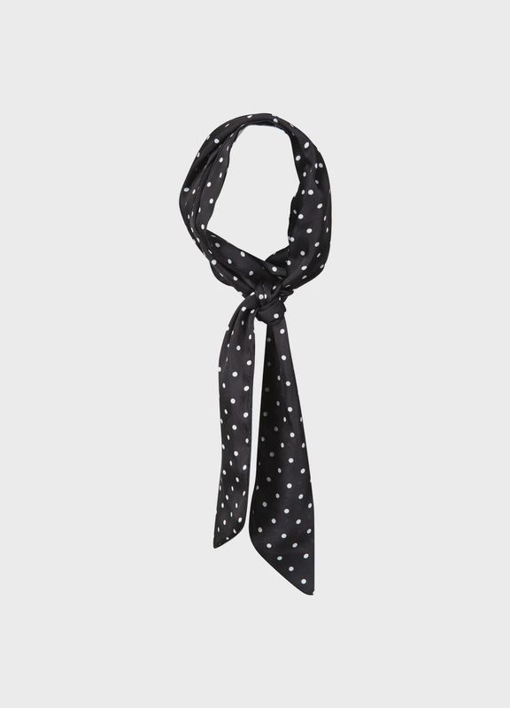 Polka dot neck scarf black white