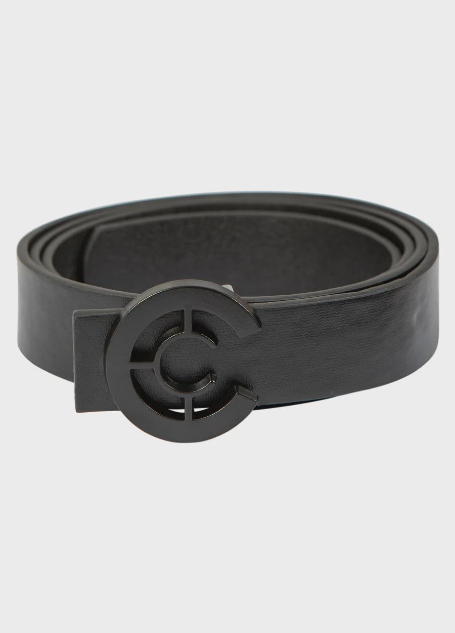 Wide logo belt black