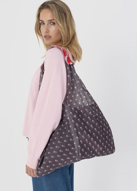 Mesh shoulder bag brown pink