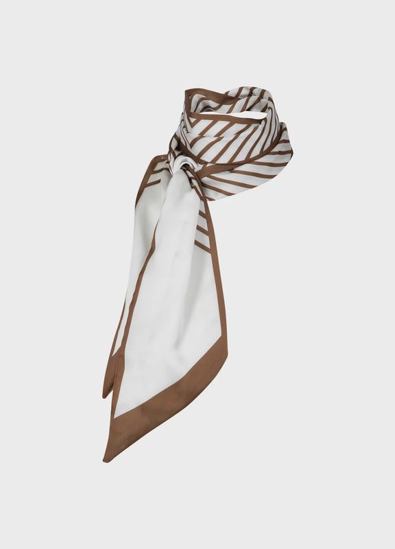 Stripe neck scarf brown white