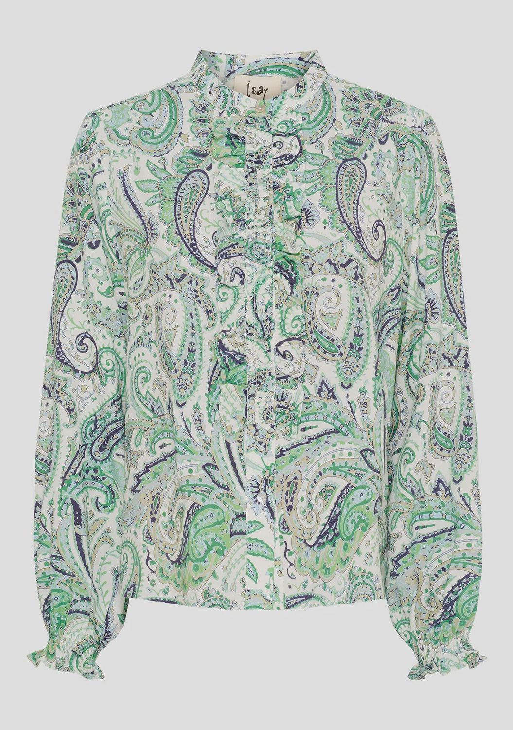 Gyta ruffle blouse green paisley