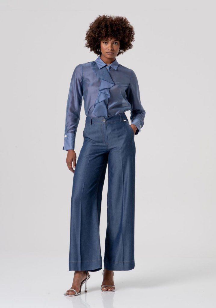 Palazzo denim trousers dark grey