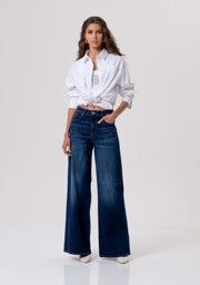 Eva wide leg flare denim jean dark blue