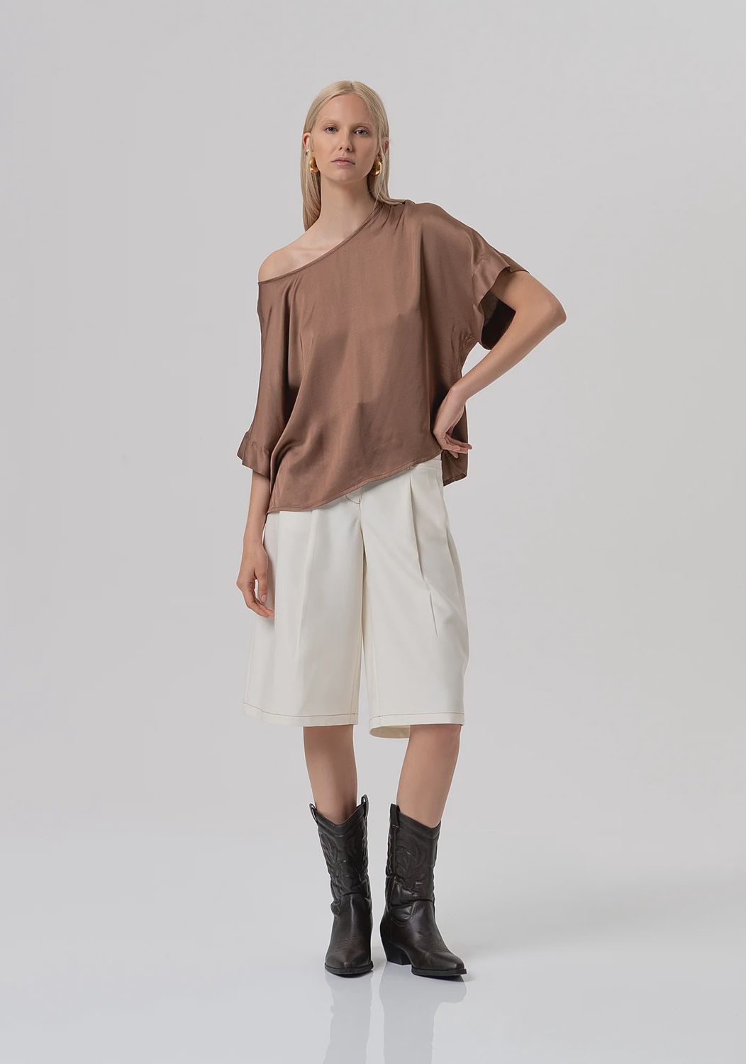 Oversized blouse chocolate brown