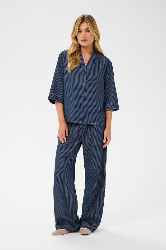 Agate boxy shirt pinstripe denim blue