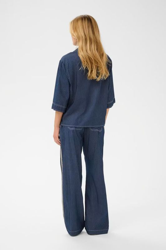 Agate boxy shirt pinstripe denim blue