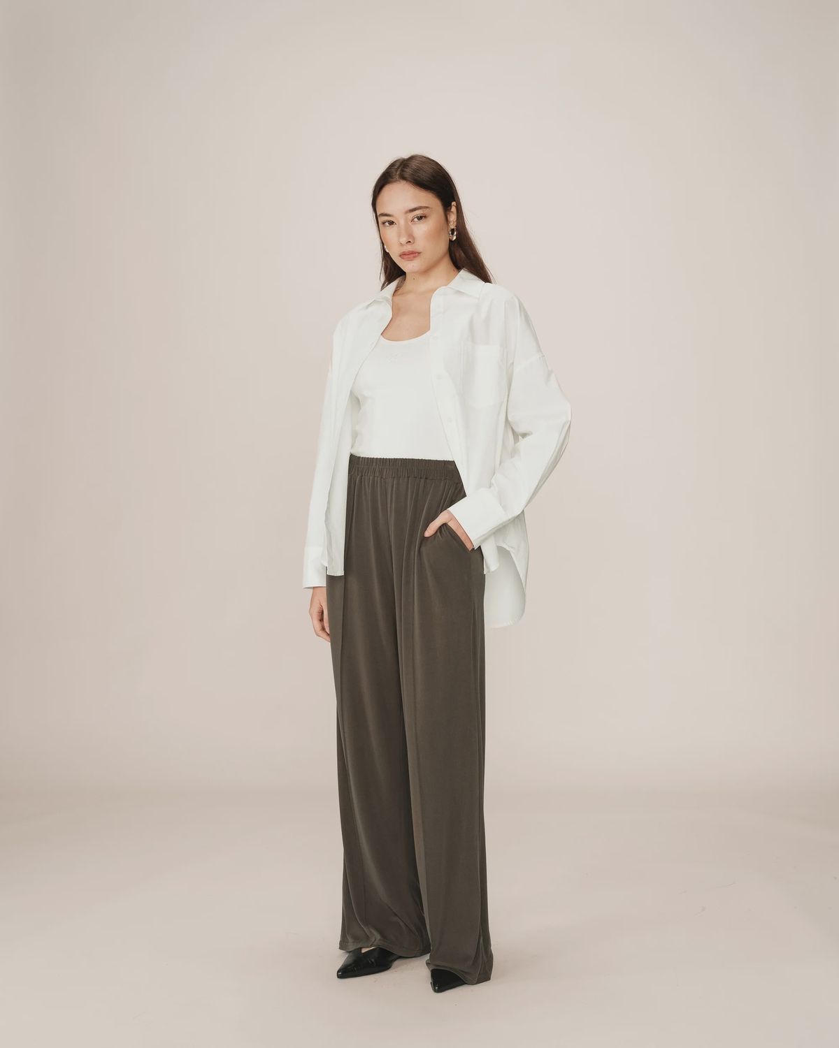 Pax wide leg trousers khaki green