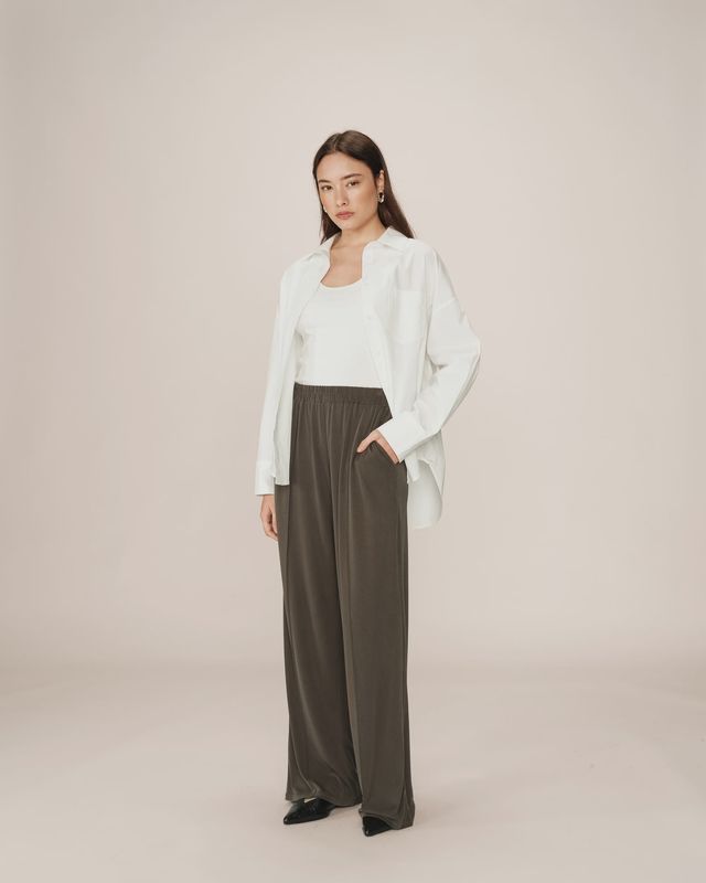 Pax wide leg trousers khaki green