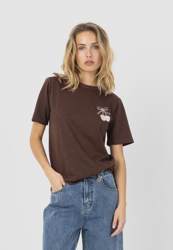 Mini cherry t-shirt chocolate brown