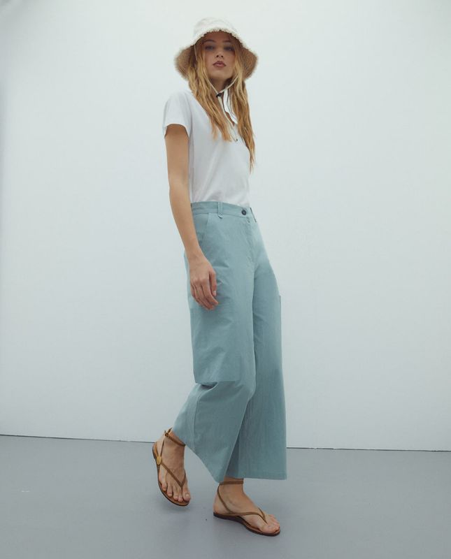 Wide leg culottes in duck egg blue