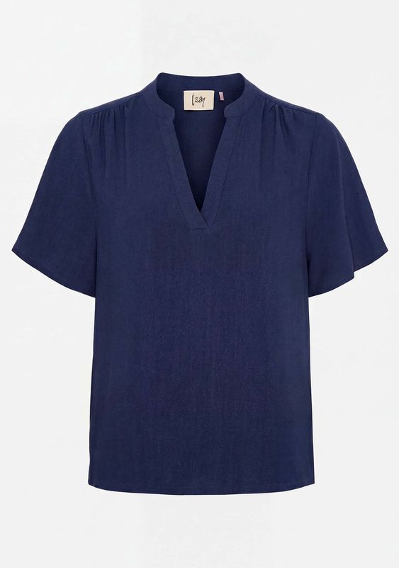 Pearl v-neck blouse navy
