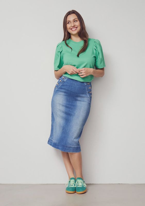 Como high-waisted denim skirt blue