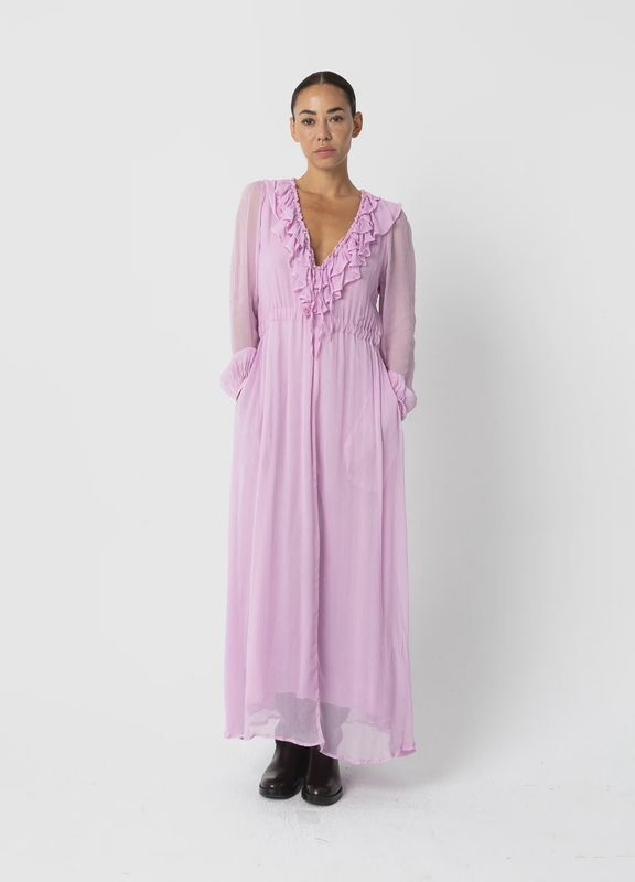 Maxi ruffle dress in pink