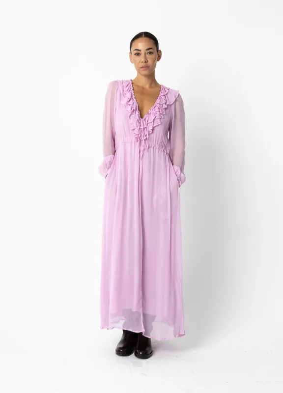 Maxi ruffle dress in pink