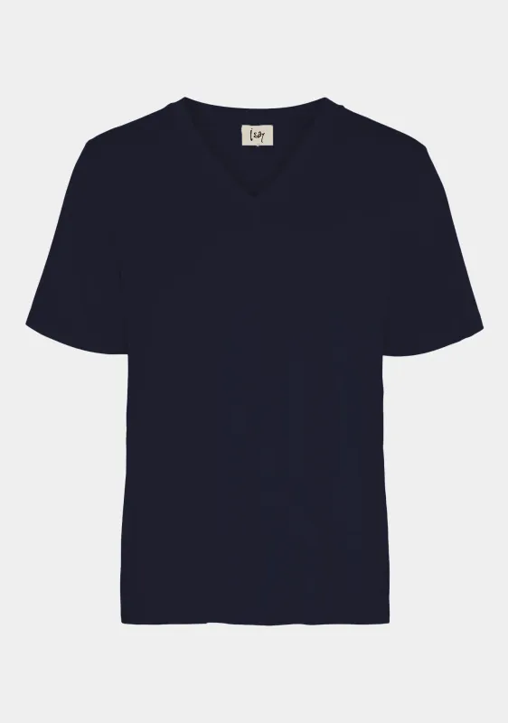 Gritt v-neck t-shirt navy blue