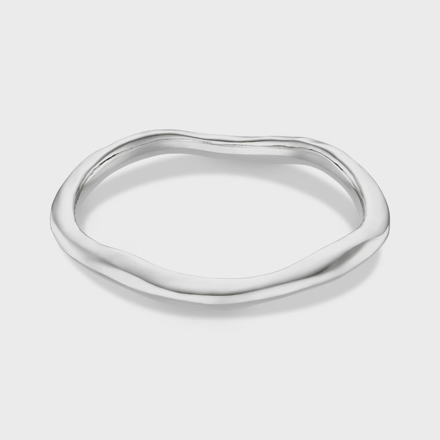 Polished hammered bangle silver